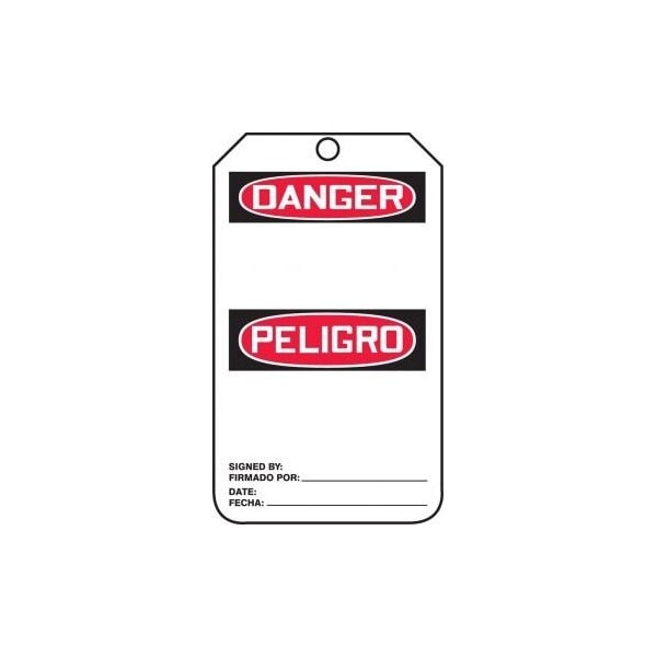 Accuform Bilingual Spanish Safety Tags, DANGER BLANK, 5.75in x 3.25in, HS-Laminate, 25PK SBMDT260LTP - main